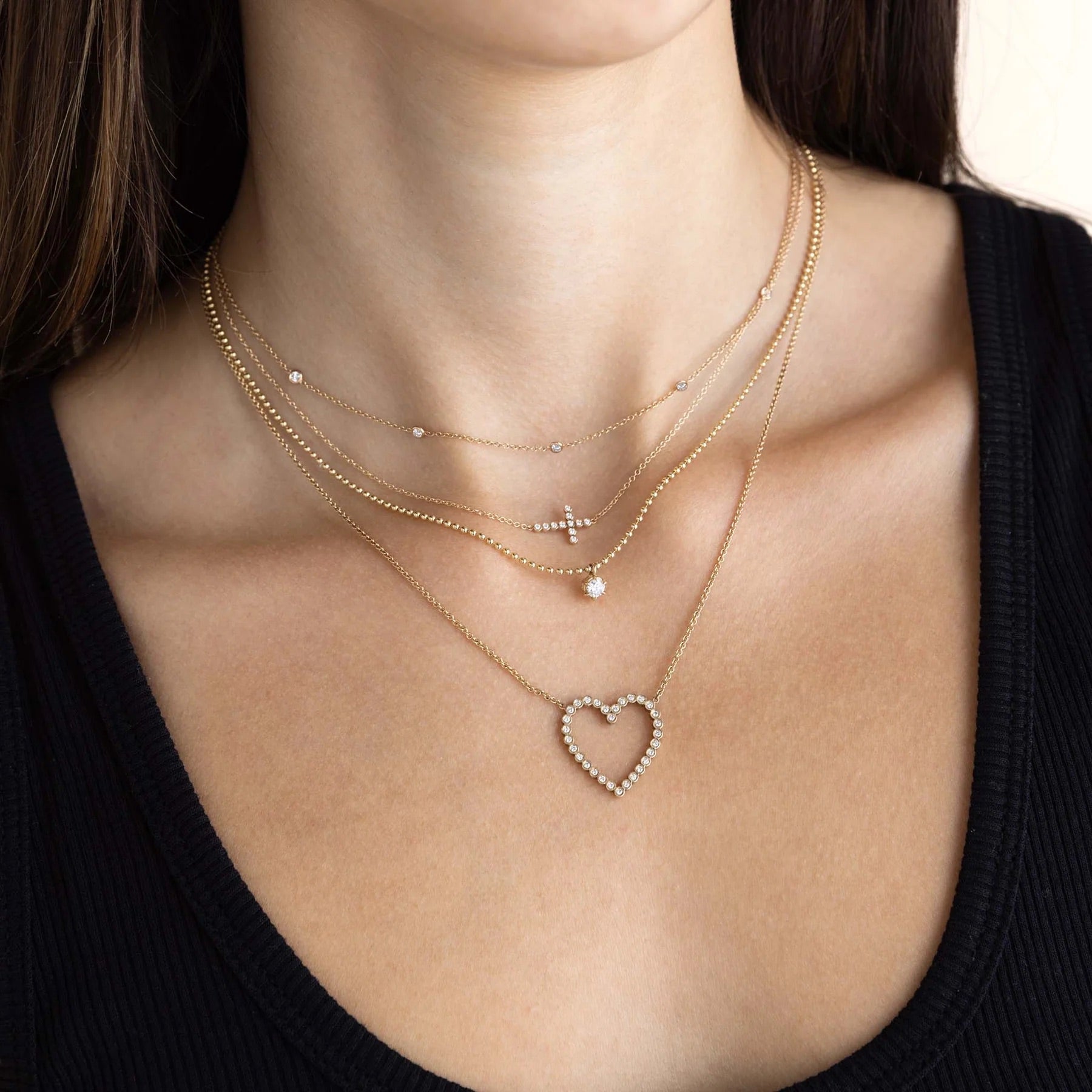 Zoe Chicco Horizontal Diamond Cross Necklace | King Jewelers