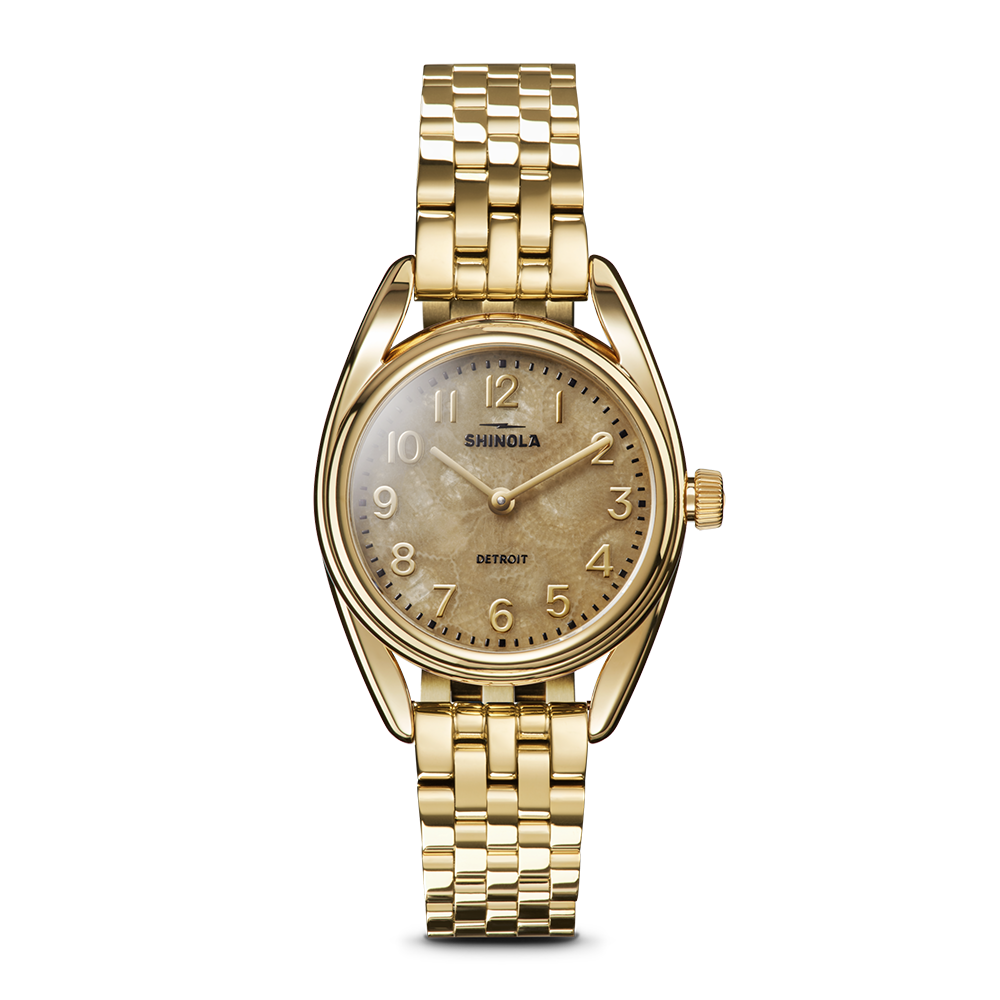 Shinola Derby 30mm Petoskey Stone Dial Gold-PVD Watch