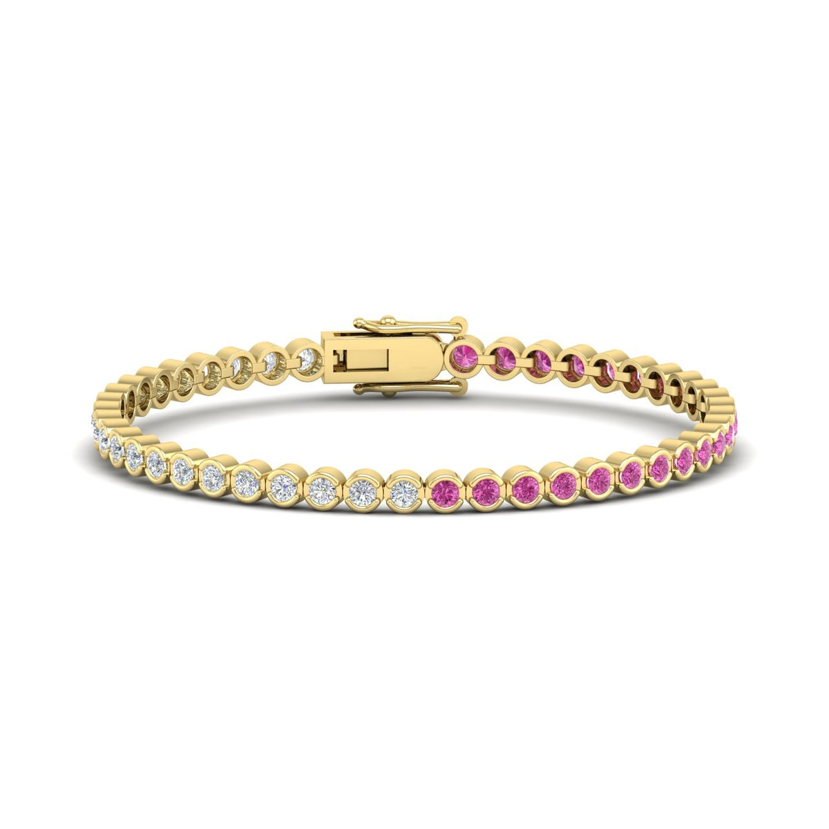 King Jewelers 14K Yellow Gold Sapphire and Diamond Bracelet
