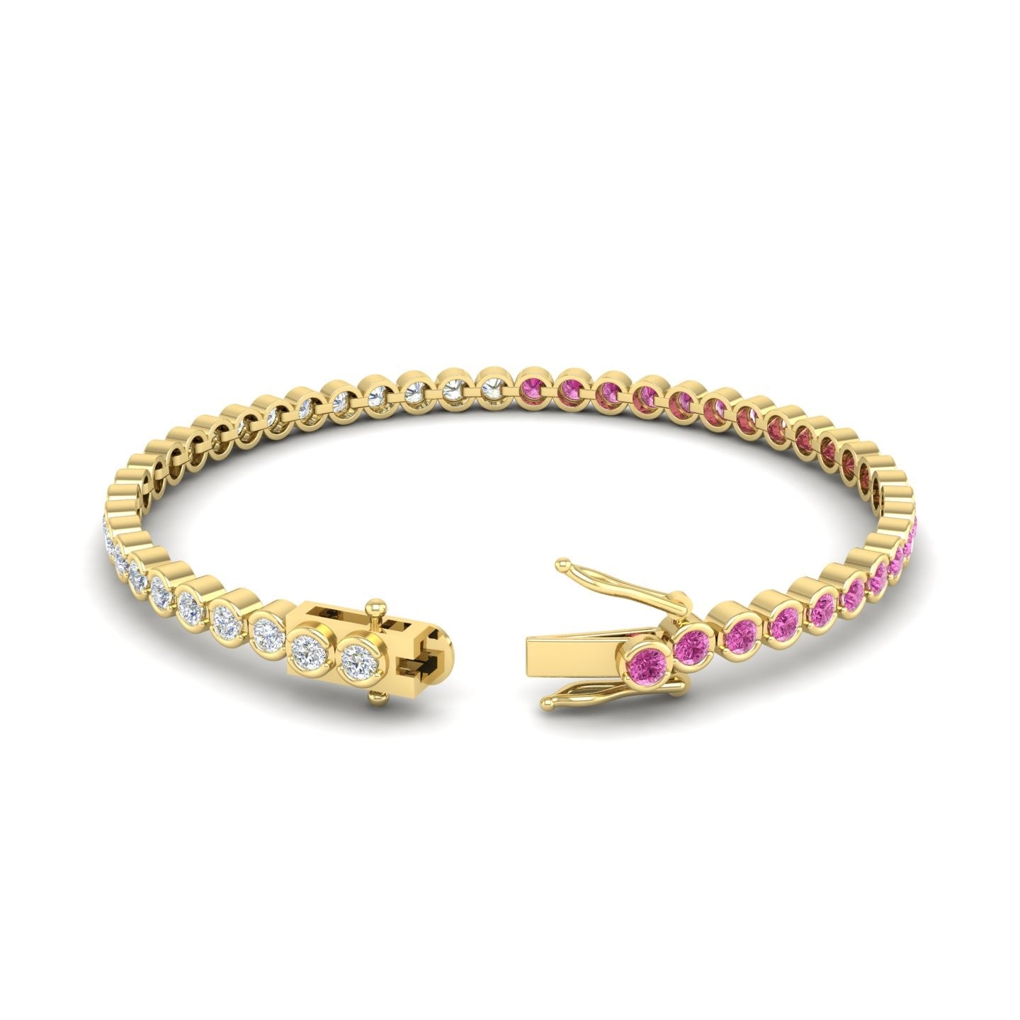 King Jewelers 14K Yellow Gold Sapphire and Diamond Bracelet