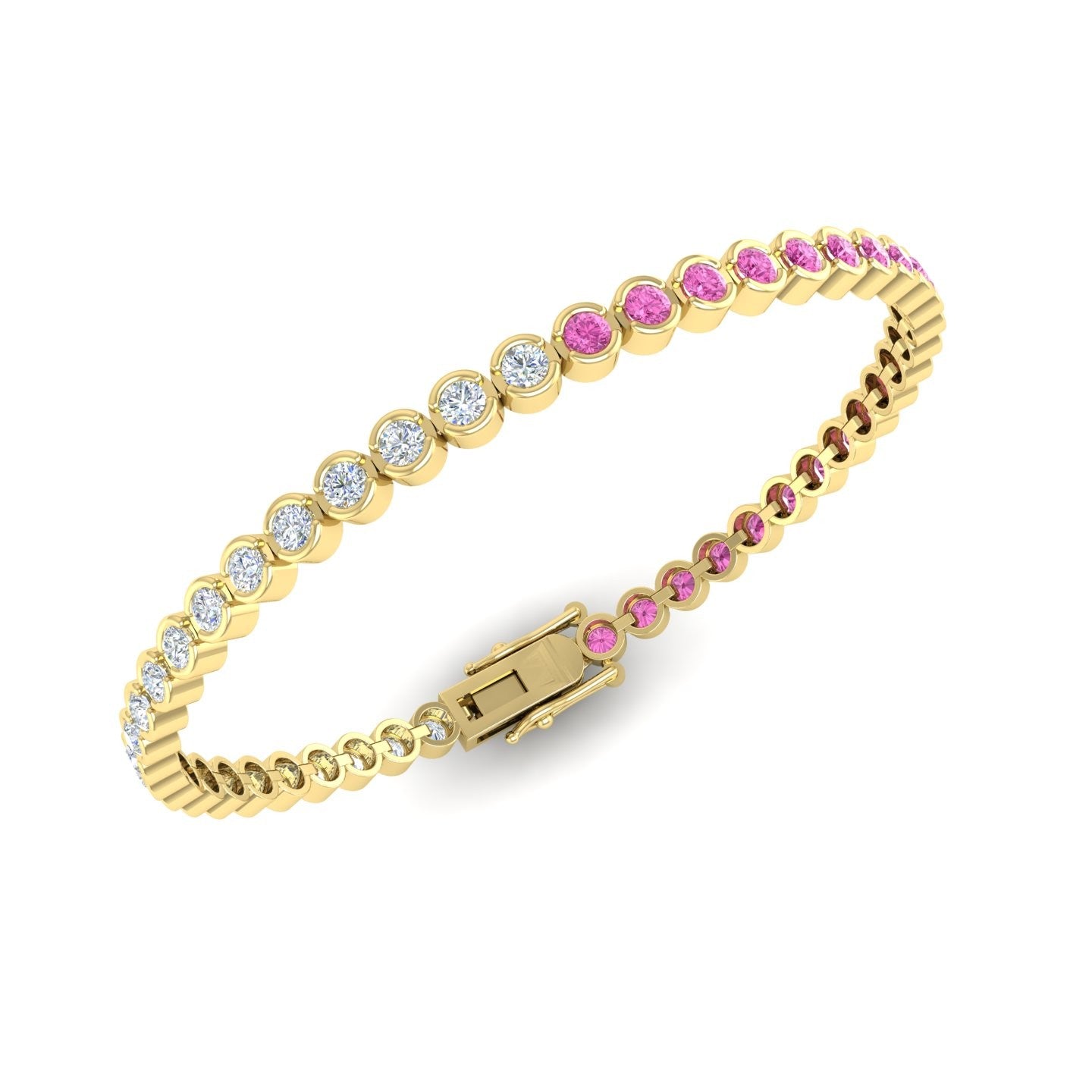 King Jewelers 14K Yellow Gold Sapphire and Diamond Bracelet