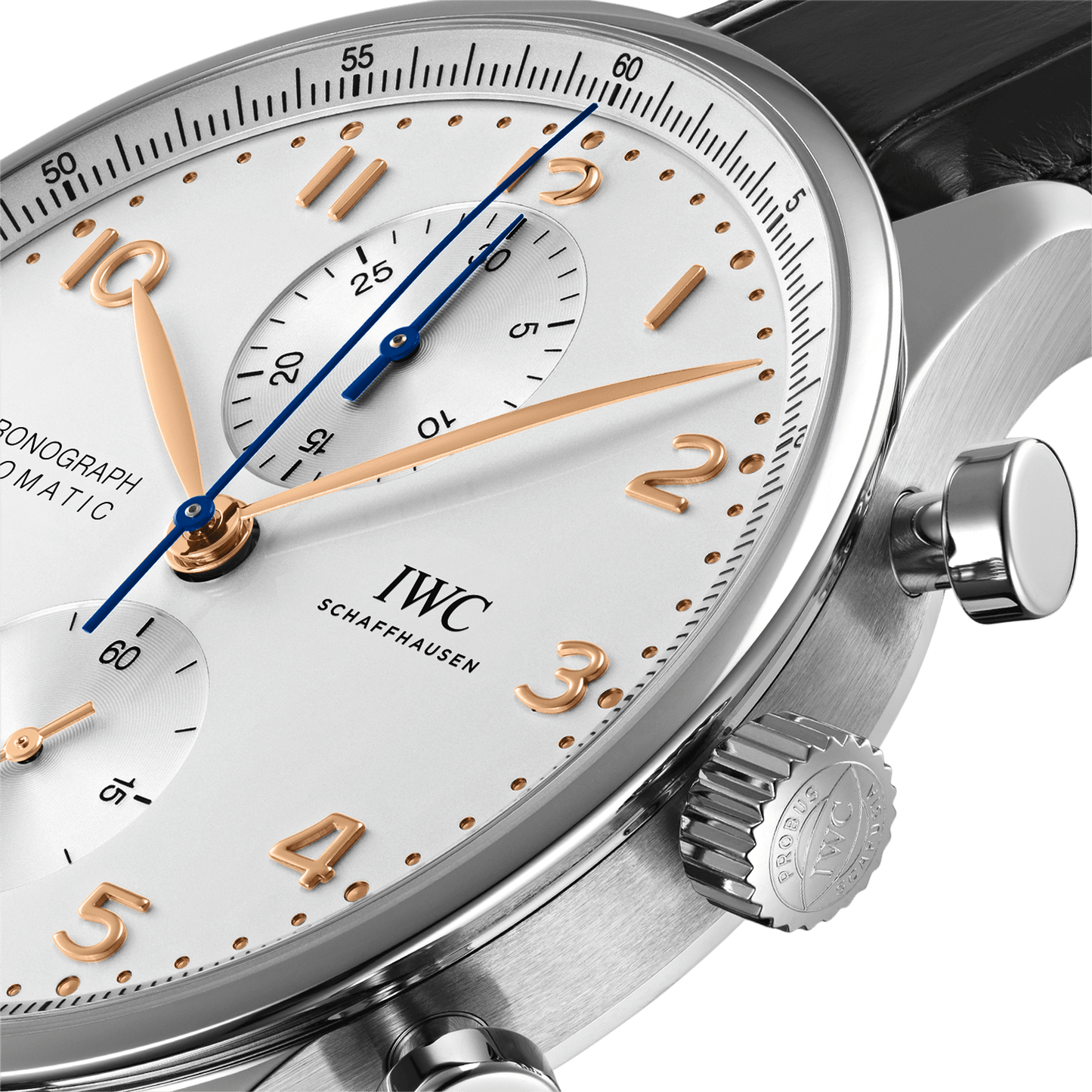 IWC Portugieser Chronograph 41 Silver Dial Leather Strap