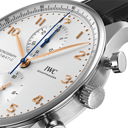 IWC Portugieser Chronograph 41 Silver Dial Leather Strap