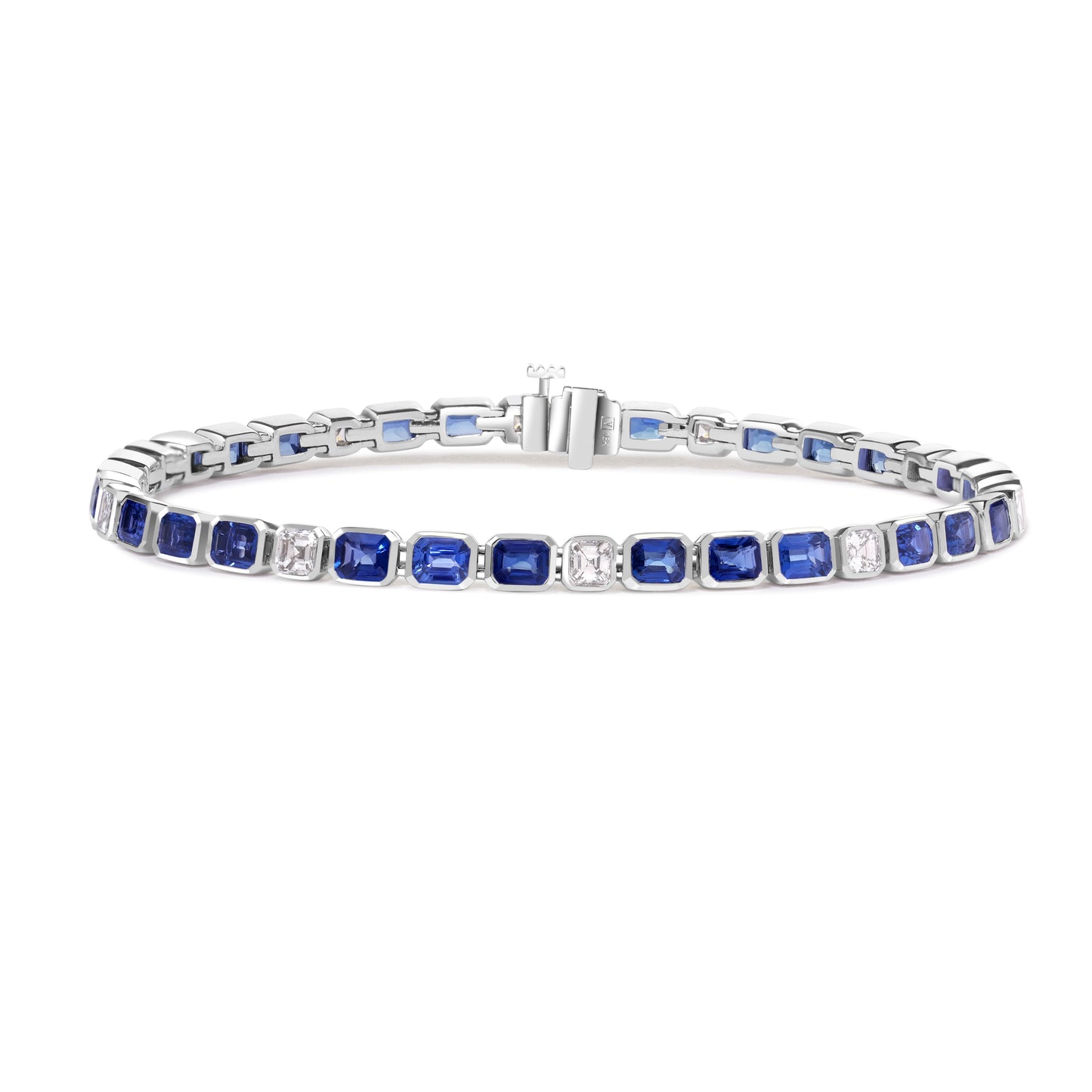 King Jewelers 18K White Gold Sapphire and 1.55ct Diamond Bracelet