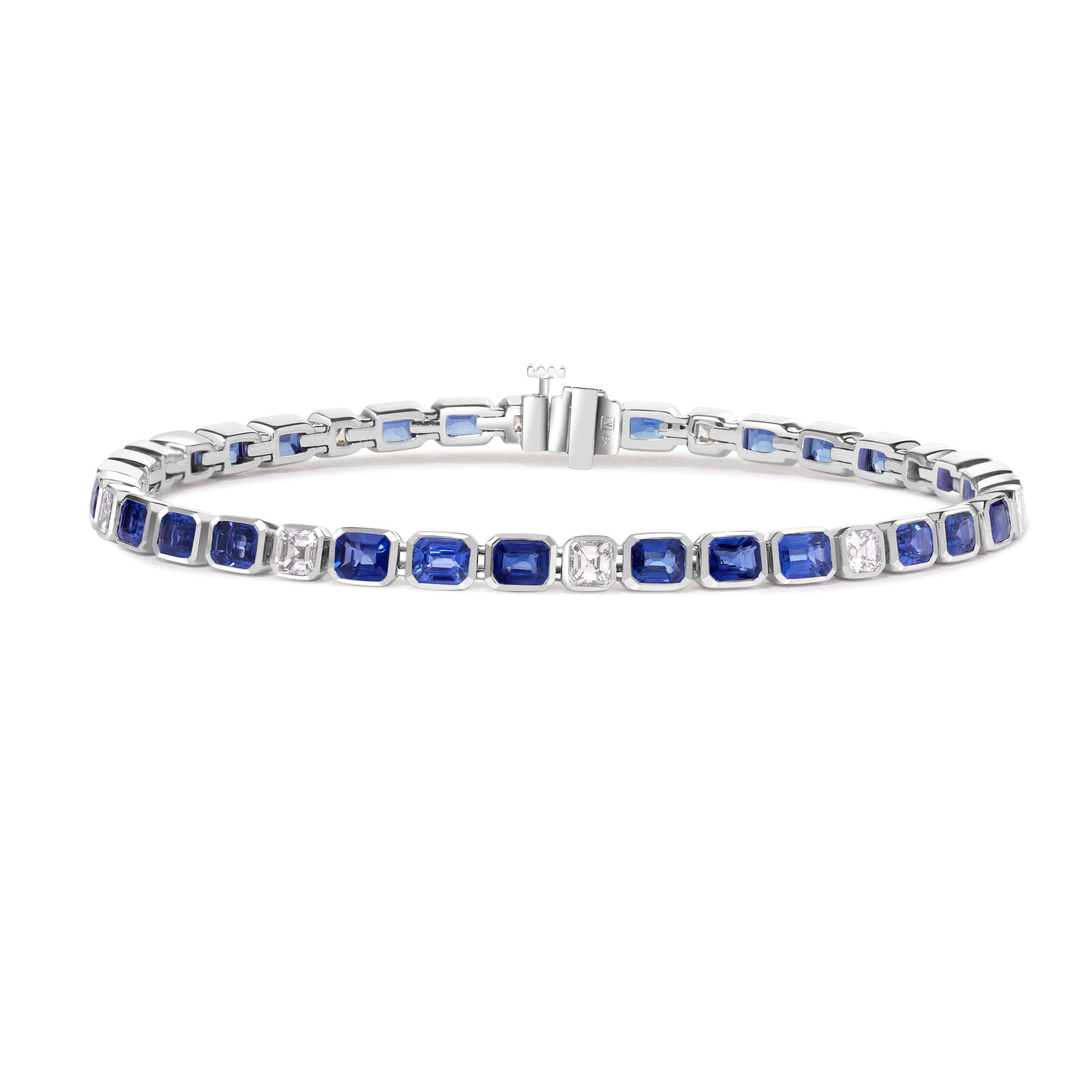 King Jewelers 18K White Gold Sapphire and 1.55ct Diamond Bracelet
