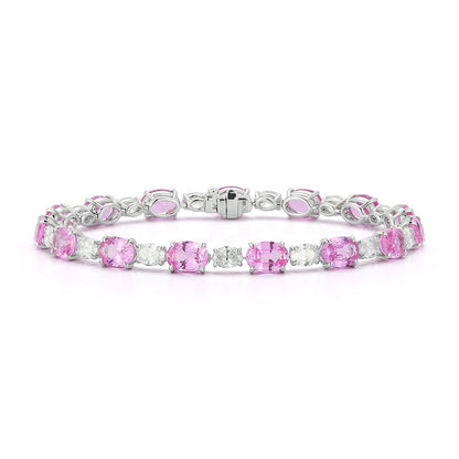 King Jewelers 18K White Gold Sapphire and 3.76ct Diamond Bracelet
