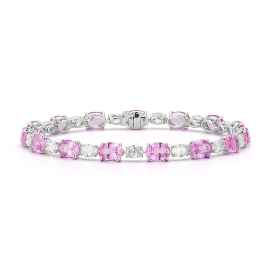 King Jewelers 18K White Gold Sapphire and 3.76ct Diamond Bracelet