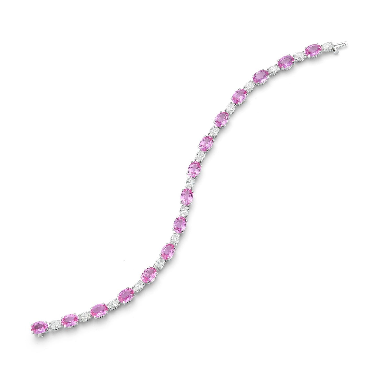 King Jewelers 18K White Gold Sapphire and 3.76ct Diamond Bracelet