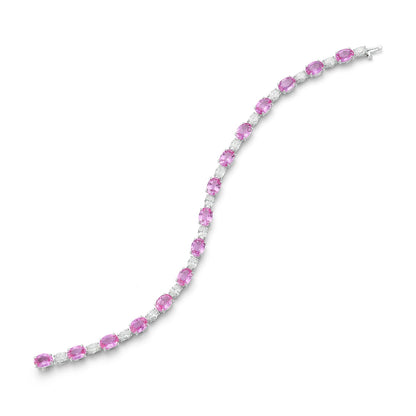 King Jewelers 18K White Gold Sapphire and 3.76ct Diamond Bracelet