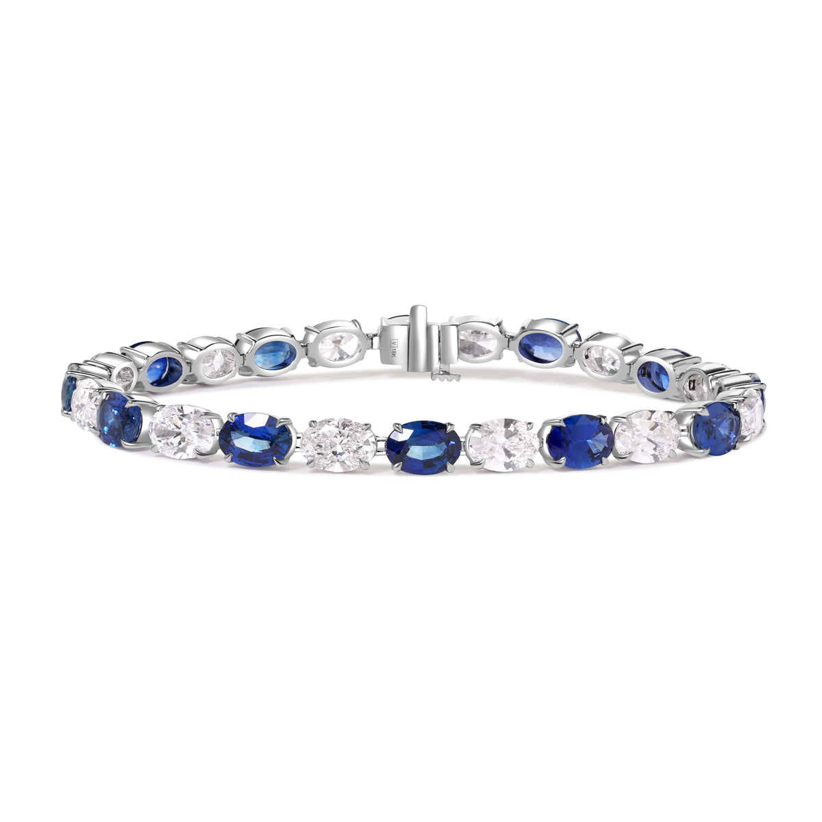 King Jewelers 18K White Gold Sapphire and 8.31ct Diamond Bracelet