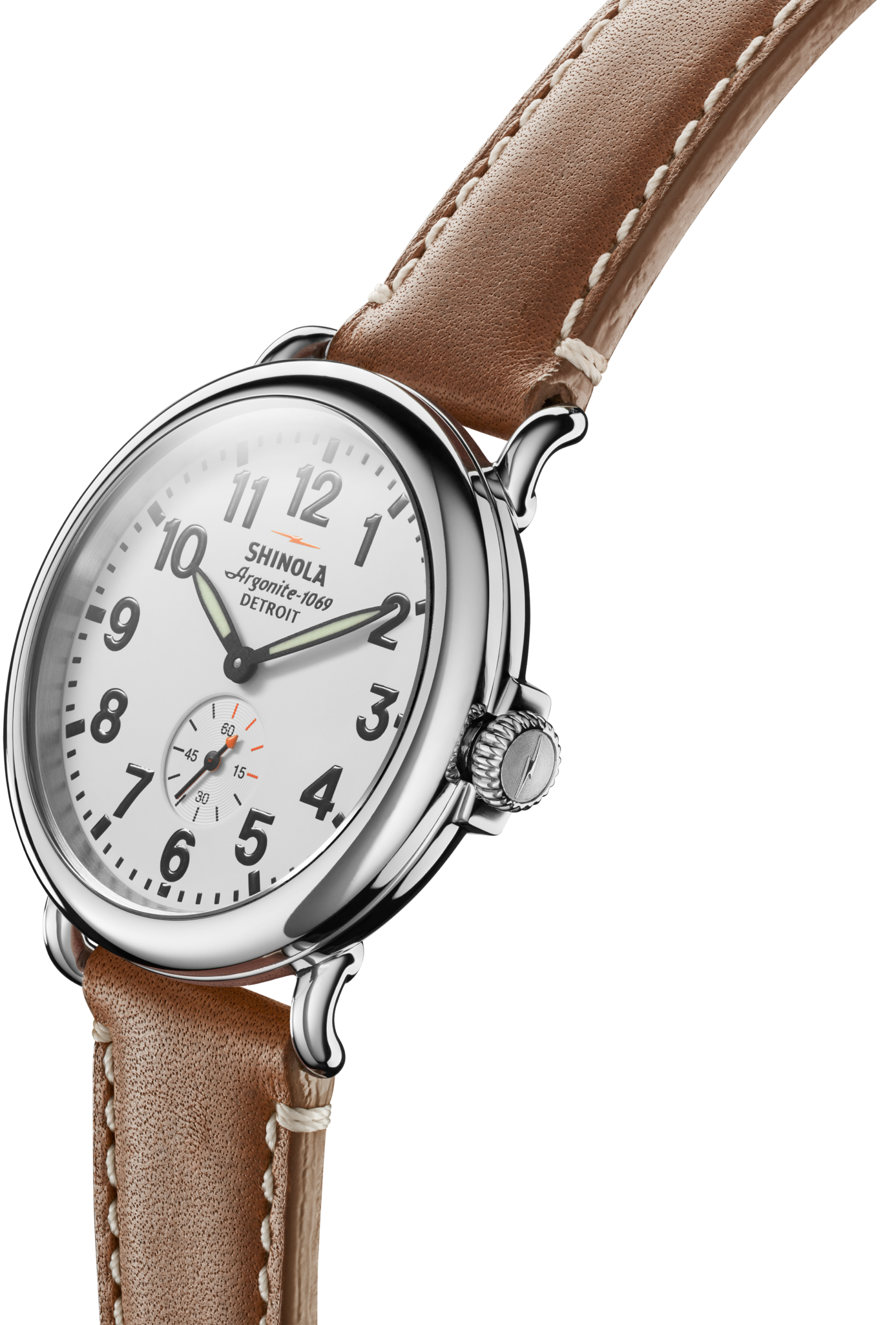 Shinola Runwell 41mm White Dial Tan Leather Strap Watch