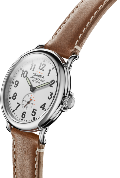 Shinola Runwell 41mm White Dial Tan Leather Strap Watch