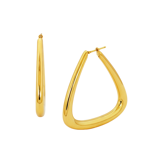 Antonio Papini 18K Yellow Gold Triangular Hoop Earrings