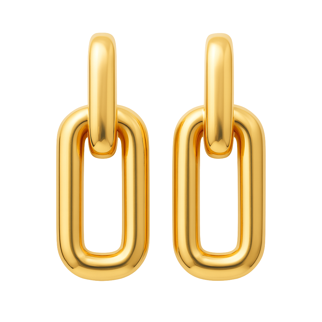 Antonio Papini Oval Link Drop Earrings 18K Yellow Gold