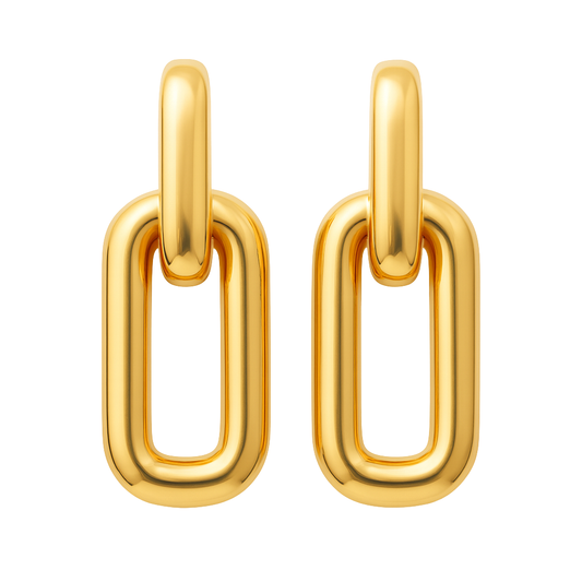 Antonio Papini Oval Link Drop Earrings 18K Yellow Gold