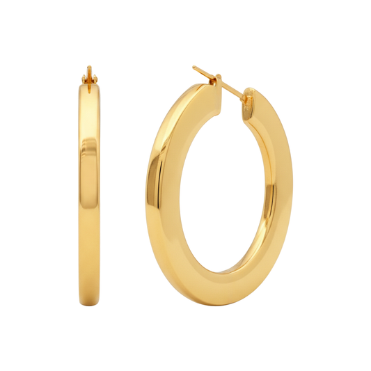 Antonio Papini 18K Yellow Gold Flat Hoop Earrings