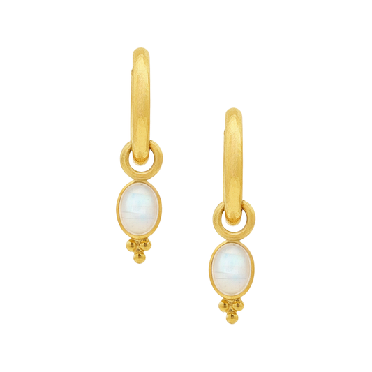 Elizabeth Locke Moonstone Earring Pendants 19K Yellow Gold