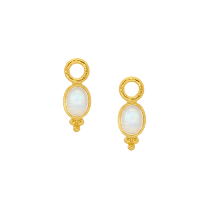 Elizabeth Locke Moonstone Earring Pendants 19K Yellow Gold