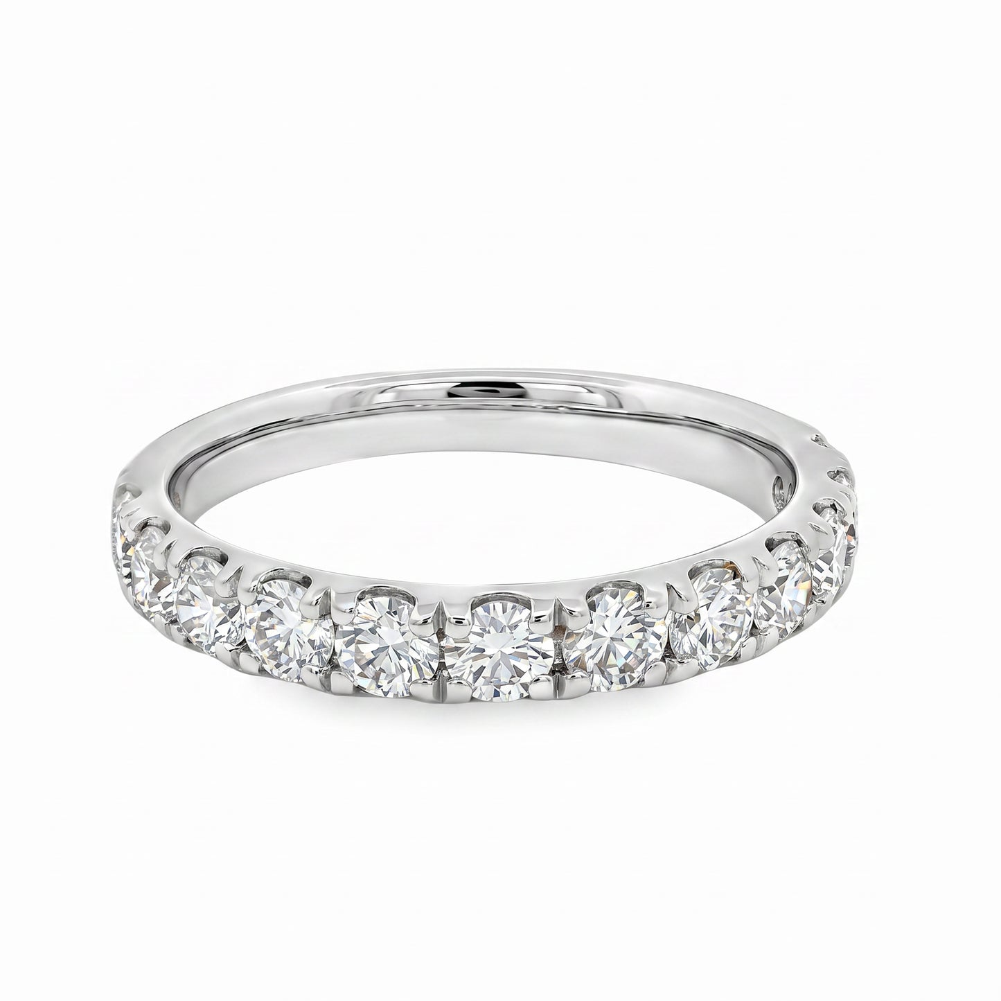 KJ5 14K White Gold 1.00ct Diamond Eternity Wedding Band