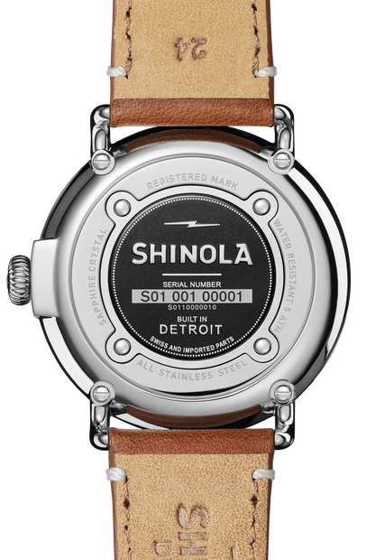 Shinola Runwell 47mm White Dial Tan Leather Strap Watch
