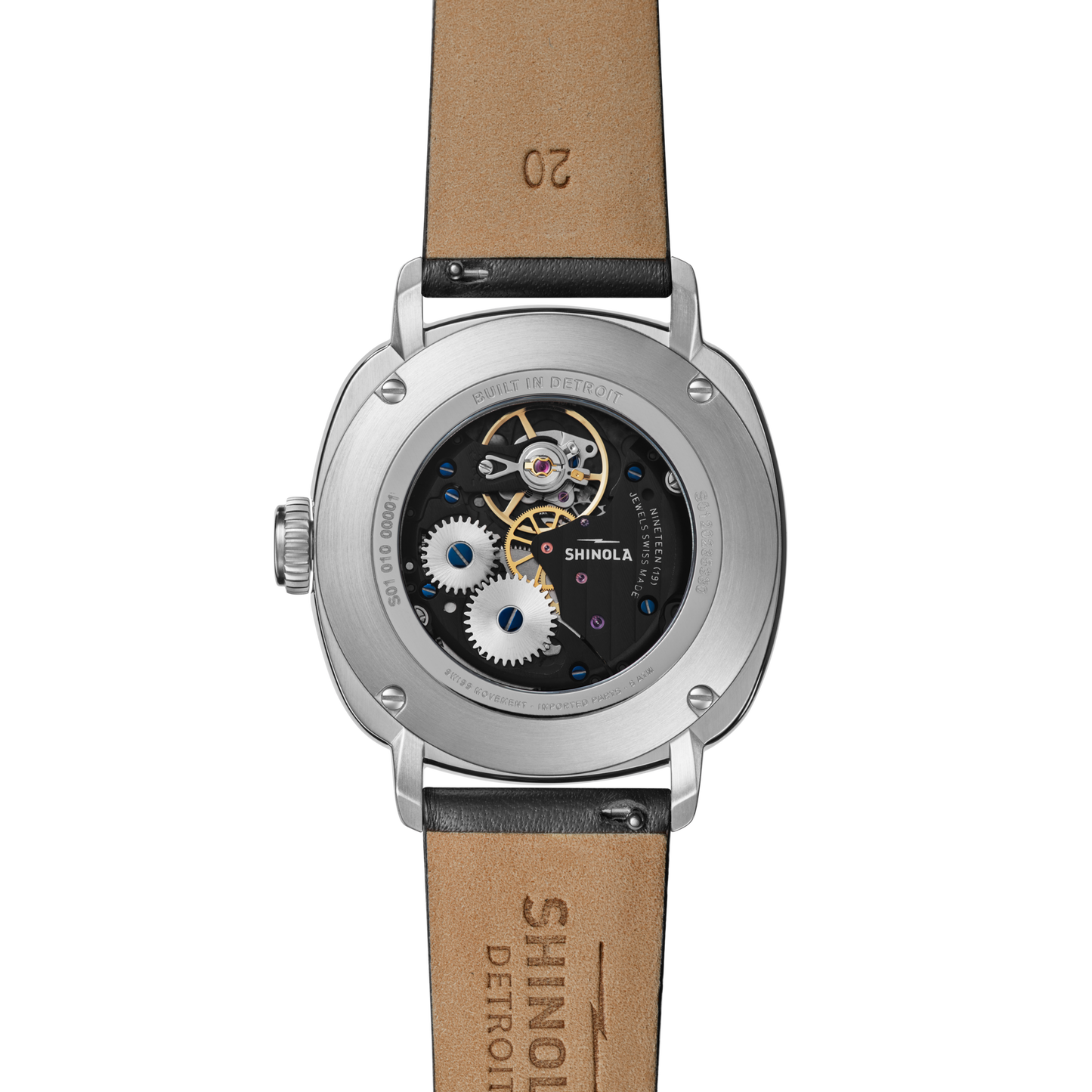Shinola Mechanic 39mm Black and Orange Leather Strap Watch
