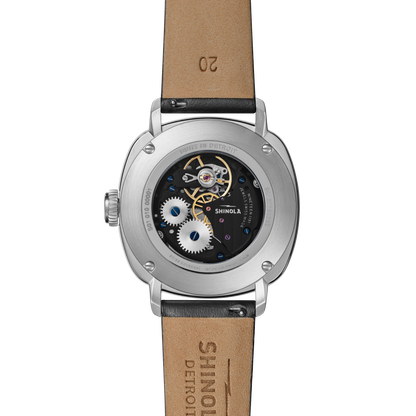 Shinola Mechanic 39mm Black and Orange Leather Strap Watch