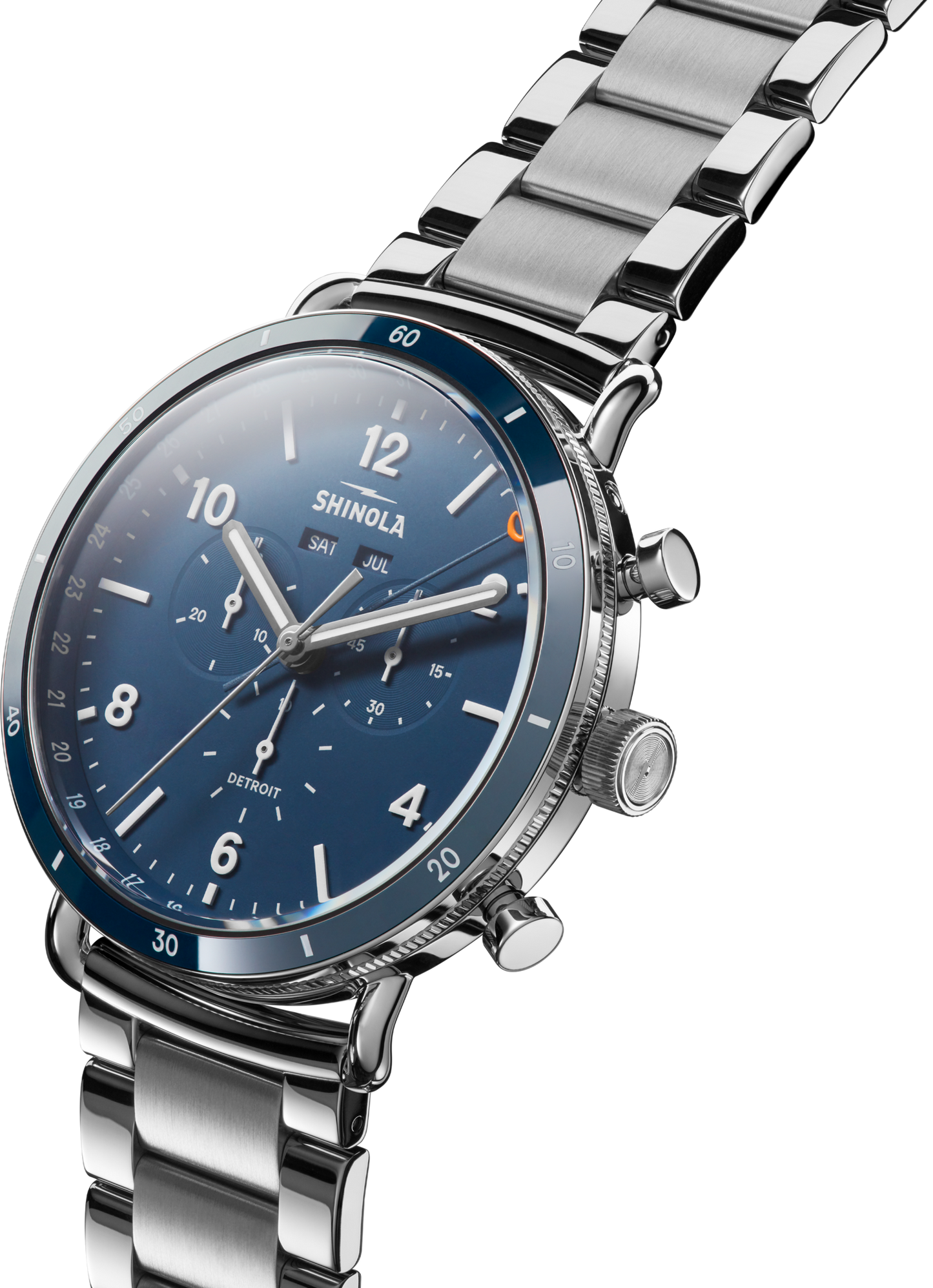 Shinola Canfield Sport Chronograph 45mm Midnight Blue Dial Stainless Steel Watch