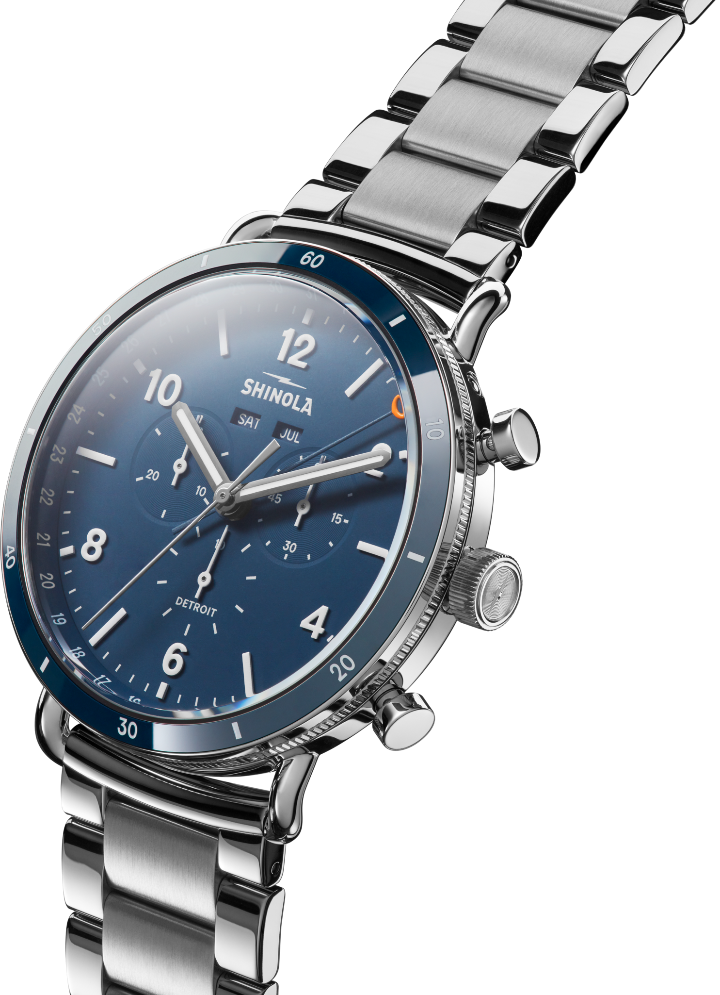 Shinola Canfield Sport Chronograph 45mm Midnight Blue Dial Stainless Steel Watch
