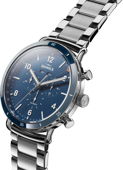 Shinola Canfield Sport Chronograph 45mm Midnight Blue Dial Stainless Steel Watch