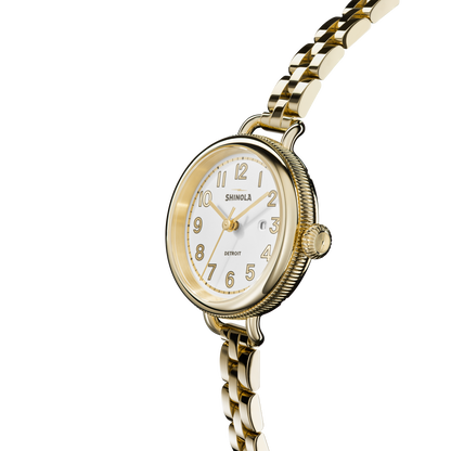 Shinola Birdy 34mm Silver Dial Gold-PVD Watch