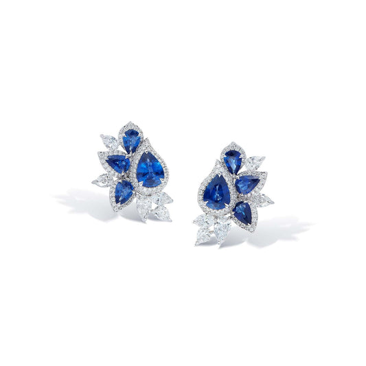 King Jewelers 18K White Gold Sapphire and 2.74ct Diamond Earrings