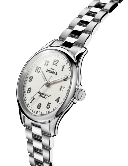 Shinola Vinton 38mm Alabaster Enamel Dial Stainless Steel Bracelet Watch