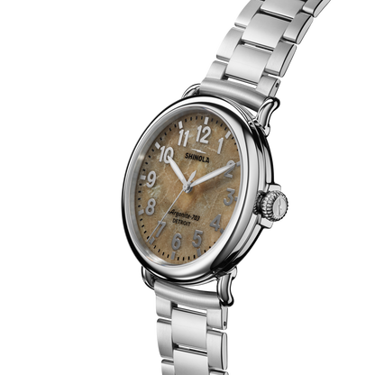 Shinola Runwell 41mm Petoskey Stone Dial Stainless Steel Bracelet Watch