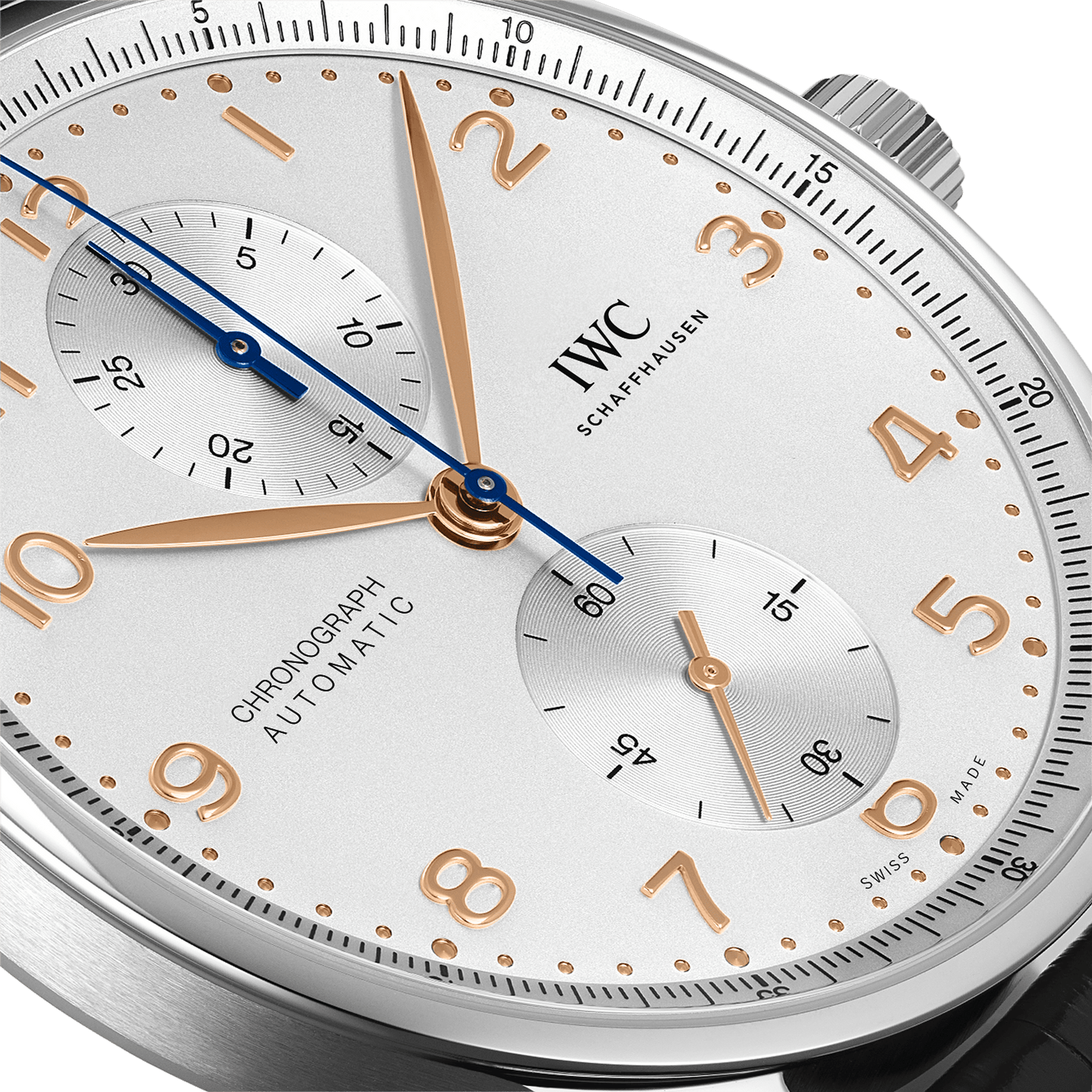 IWC Portugieser Chronograph 41 Silver Dial Leather Strap