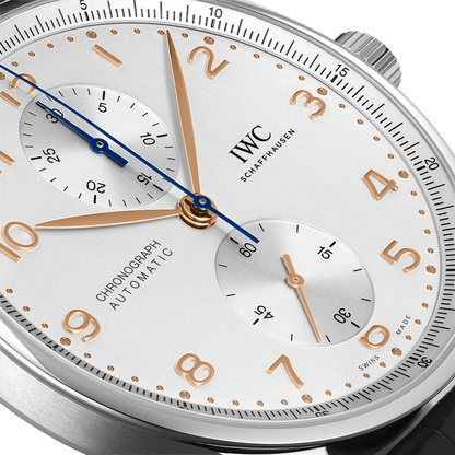 IWC Portugieser Chronograph 41 Silver Dial Leather Strap