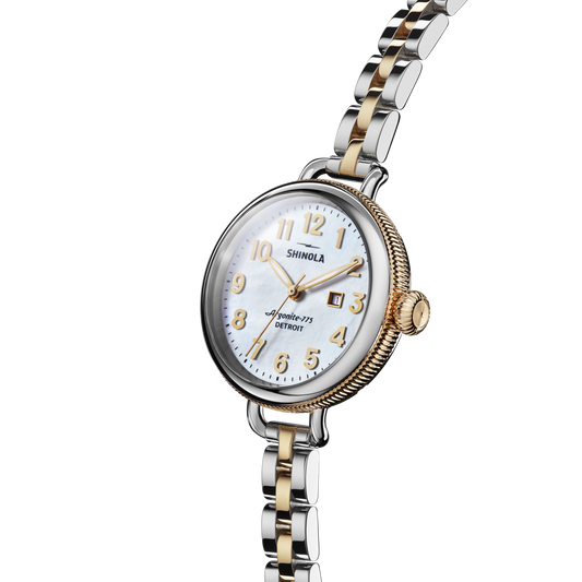 Shinola Birdy 34mm Mother of Pearl Dial Two-Tone Bracelet Watch