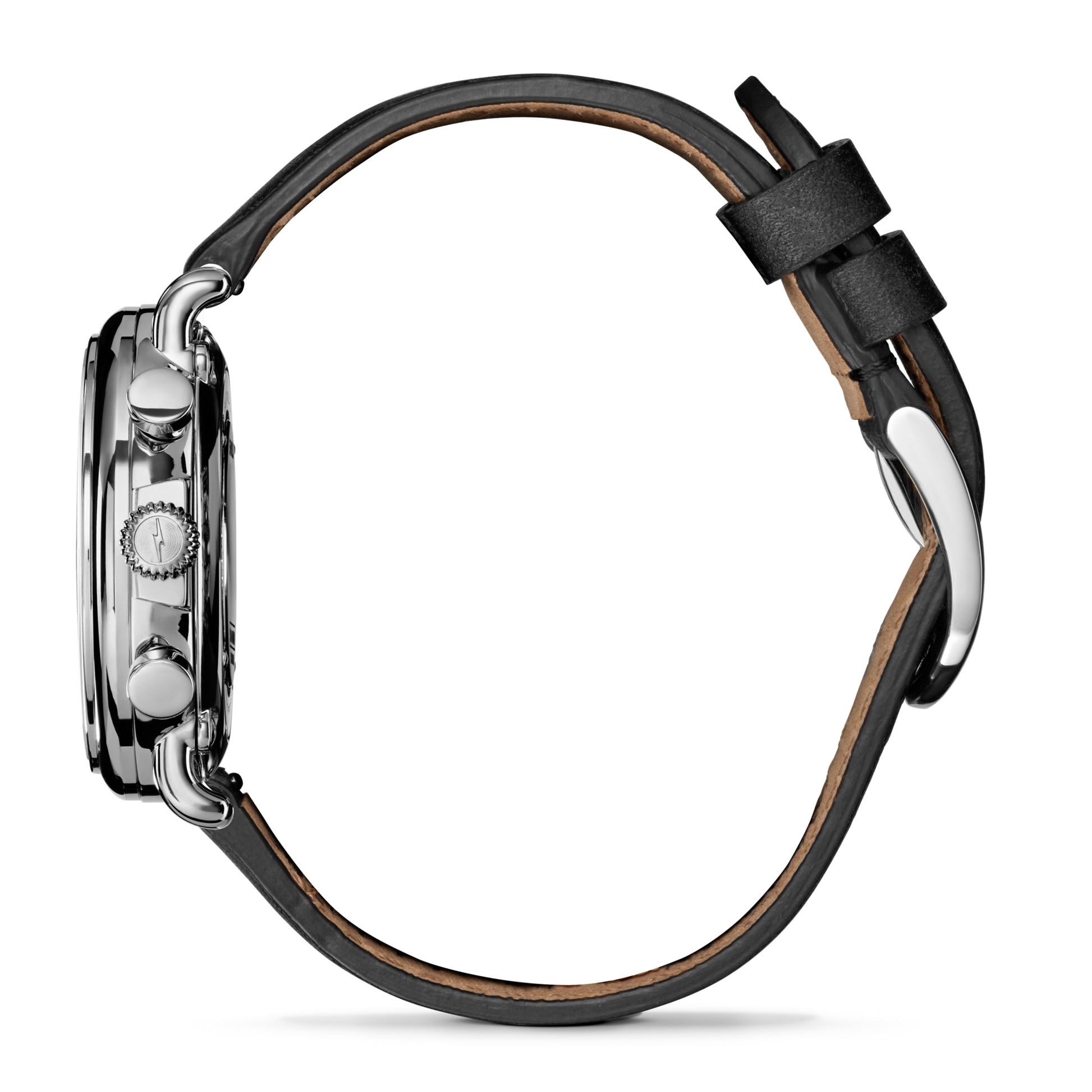 Shinola Runwell Chronograph 37mm Black Dial Leather Strap Watch