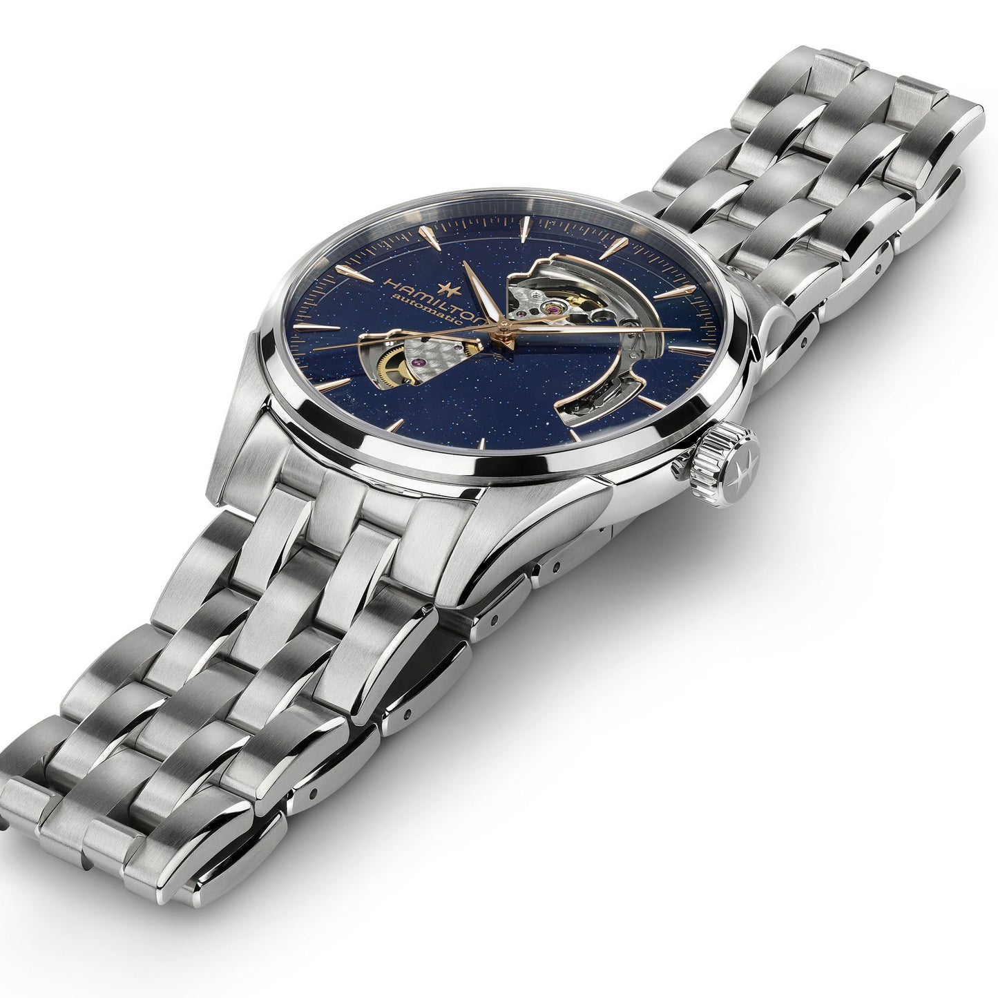 Hamilton Jazzmaster Open Heart Auto 42mm Blue Dial Steel Bracelet Watch