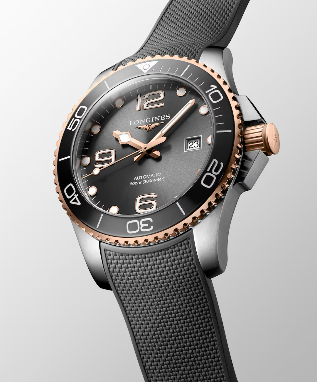 Longines HydroConquest 43mm Sunray Grey Rubber Watch