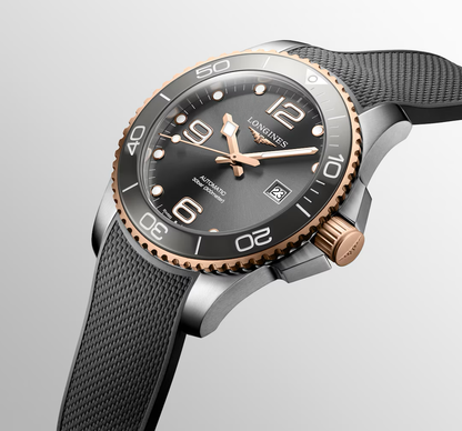 Longines HydroConquest 43mm Sunray Grey Rubber Watch