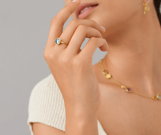 Marco Bicego Jaipur Color 18K Yellow Gold Blue Topaz Ring