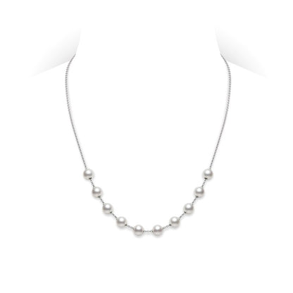 Mikimoto Pearls in Motion 18K White Gold Akoya Pearl and Diamond Lariat Necklace