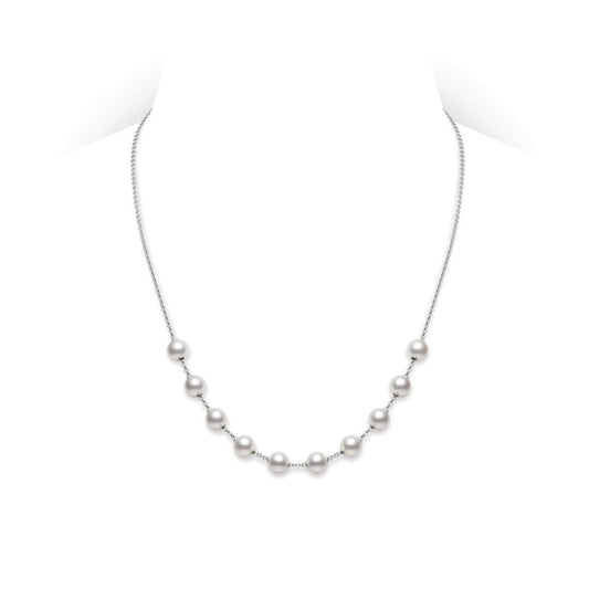 Mikimoto Pearls in Motion 18K White Gold Akoya Pearl and Diamond Lariat Necklace