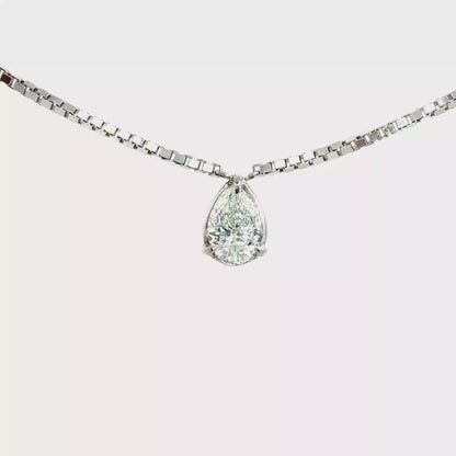Ella Rose 14K White Gold Pear Lab-Grown Diamond Pendant Necklace