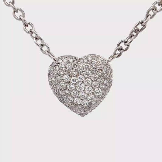 King Jewelers 5.08ct Diamond Heart Necklace in 14K White Gold