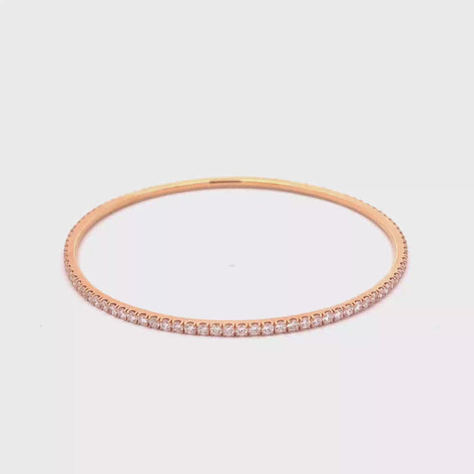 A. Link 3.32ct Diamond Bangle Bracelet 18K Rose Gold
