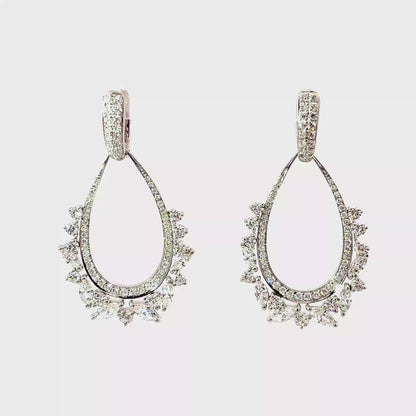 Kwiat Open Pear Shape Diamond Drop Earrings 18K White Gold
