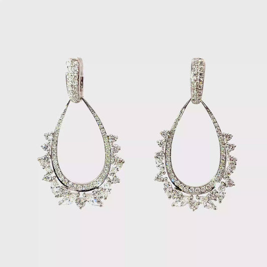 Kwiat Open Pear Shape Diamond Drop Earrings 18K White Gold