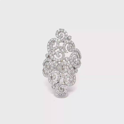 King Jewelers 1.90ct Diamond Filigree Ring 14K White Gold