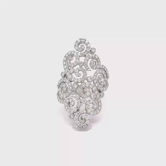 King Jewelers 1.90ct Diamond Filigree Ring 14K White Gold